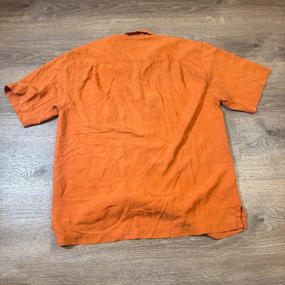 Tommy Bahama Orange Silk Leaf Print Short Sleeve Button Up Shirt Men's M - Picture 4 of 4